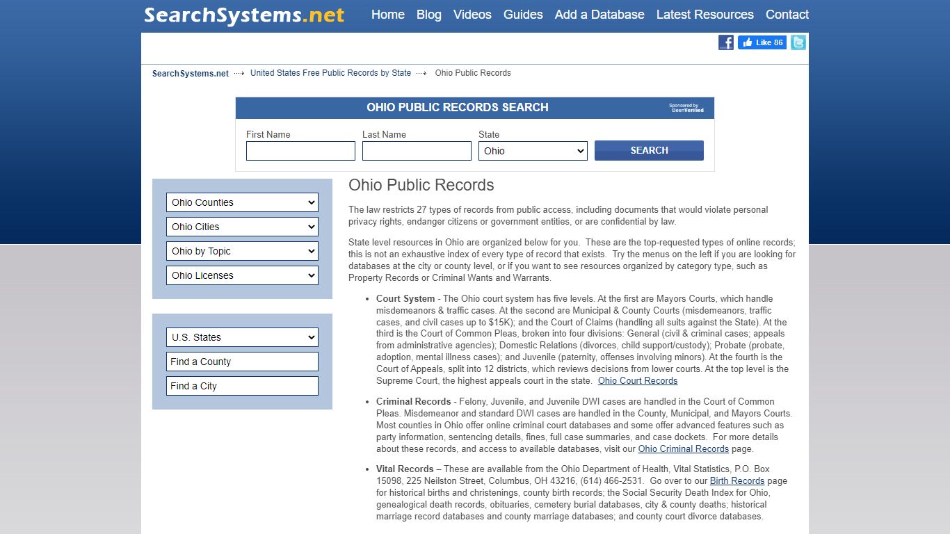 Ohio Public Records Search | Search Systems